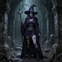zombie wizard girl standing in crypts, Created by Artgerm