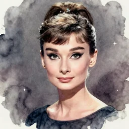 audrey hepburn manic pixie dream girl, intricate vaporwave watercolor portrait by john singer sargent