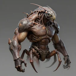 game concept art, muscular, exoskeleton, chiroptera head, isopod, hyperrealism, artstation, cgsociety, zbrush, no background
