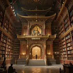 The Great Vajrayana Dzogchen Cathedrak Temple Secre Library, by Andreas Rocha and Peter Mohrbacher, cinematic concept art matte painting, intricate detailed stunning incredible, 8K, trending on Artstation