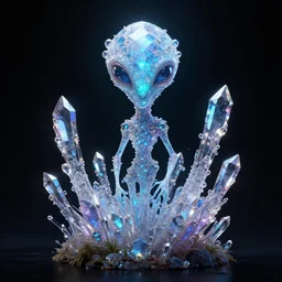 a alien plant made of crystal gems, bioluminiscense, fantasy art