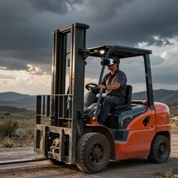 forklift operator with a vr headset