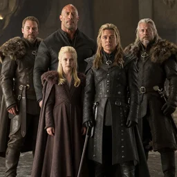 4 k still from game of thrones, starring dwayne johnson and brad pitt