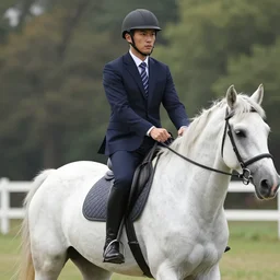 male executive riding an unicord, neo favism