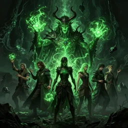 demon casting cursed green glow magic!, portrait 4 / 3, asymmetrical, real, wide shot, dramatic, digital art, fantasy art, darkness, octane render, unreal engine, high detail, artstation, very realistic, by greg rutkowski, by james gurney, gene wolfe, gustave dore, jesper ejsing, rhads, makoto shinkai, ilya kuvshinov
