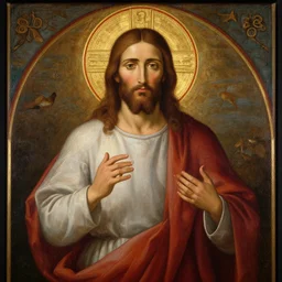 joe biden as jesus in a holy painting.