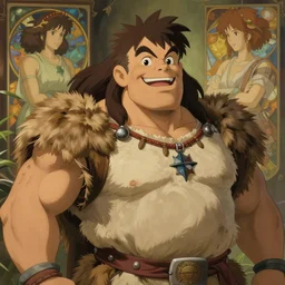 cute muscular jack laugher wearing barbarian tunic, natural lighting, path traced, highly detailed, high quality, digital painting, by don bluth and ross tran and studio ghibli and alphonse mucha, artgerm
