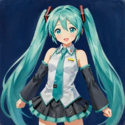 an oil painting of Hatsune Miku