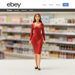 Images on the store website, eBay, Full body, Miniature of a Woman in red dress