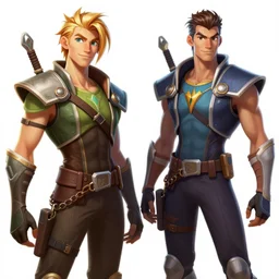 Finn and Jake  as an Apex Legends character digital illustration portrait design by, Mark Brooks and Brad Kunkle detailed, gorgeous lighting, wide angle action dynamic portrait