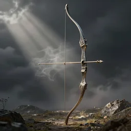 fantasy longbow weapon made from whispy shadows, digital media