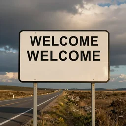 a roadside welcome sign