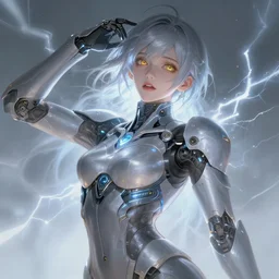 portrait of handsome girl in cyber armor, dreamy and ethereal, expressive pose, gold eyes, exciting expression, fantasy, intricate, elegant, many lightning, cold color, highly detailed, digital painting, artstation, concept art, cyberpunk wearing, smooth, sharp focus, led, illustration.