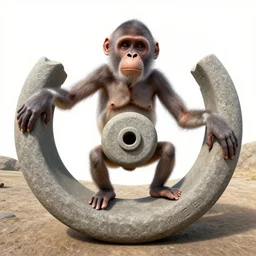Australopitecus go pro fish eye selfie inventing the wheel 4k stone wheel.