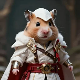 hamster in assassins creed uniform. fantasy magic style. highly detailed 8 k. intricate. lifelike. soft light. sony a 7 r iv 5 5 mm. [ cinematic post - processing ].