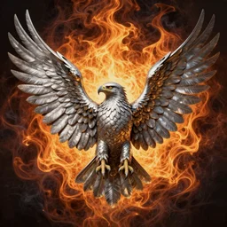 symmetrical eagle wings in cooper and silver. by ( rembrandt painting ( 1 0 0 ) ( fractal flame ) ), highly detailded