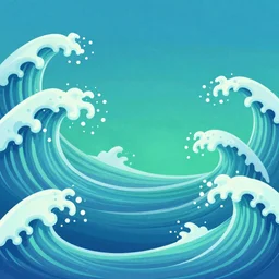 waves, blue and green, illustration, dribble, graphic design background