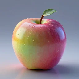 Apple with the colors of a rainbow, glowing, post processing, Octane Render