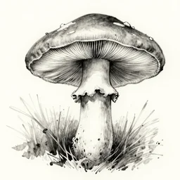 beautiful ink sketch, a close - up muchroom, by gnomon
