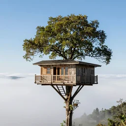 tree house above clouds