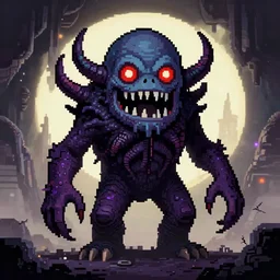 horrific Lovecraftian space horror monster pixel art, 8-bit