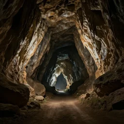 a medieval pilgrimage on a dirt road in a gigantic cavern deep underground, dark, fantasy