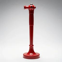 ruby red pogo stick, high detail macro photography, isolated on a pure white background, centered, entire object in frame, sharp focus, soft studio lighting