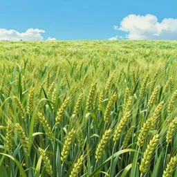 a vast fairy - tale wonderland painting of a field of healthy wheat ready for the harvest, the blades green and tall, the stalks vibrant and alive with energy. by greg rutkowski, hayao miyazaki, studio ghibli smooth concept art, 4 k matte thomas kinkade, ted nasmith, key art, artstation, alphonse mucha, incredible amazingly beautiful oil painting