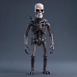 The Terminator, in the style of Pixar animation. Full body 3D render. hdr.