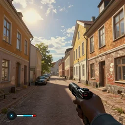 Estonian city street as a PS1 first person video game