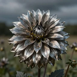 a metallic dahlia cinderella hybrid made of steel
