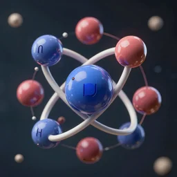 you are best particle physicist in the world. you are knowledgeable and imaginative, you have refined aesthetic sensibility and you also know how to communicate your ideas to others. show me the best and most beautiful 3 d representation of the nitrogen atom you can imagine.