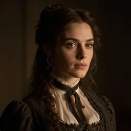 a beautiful woman in victorian style clothing, beautiful face, cinematic lighting, low key contrast, detailed, hyperrealistic, character concept art by tolkien and greg rutkowski