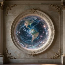 wall with a circular magic portal to another world, framed, ethereal, rich estate, fantasy, smooth, sharp focus, high detailed digital art trending in artstation. artist greg rutkowski