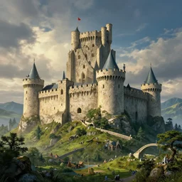 hyrule castle. j. r. r. tolkien's middle - earth and arthurian legendarium within the kingdom of avalon. fantastical. beautiful full deep color photography by ansel adams. supreme master of landscapes. iconic. 4 k. lighting by james gurney, victoria finlay, artists master series : color and light by 3 dtotal