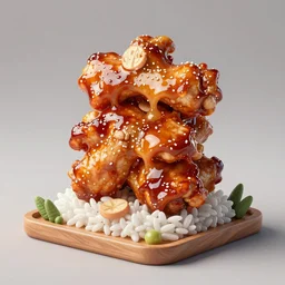 a surrealism 3 d octane render of architecture inspired by teryaki chicken and rice