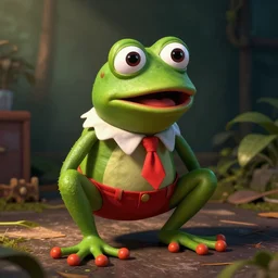 A colorful pepe the frog clown, crazy, funny, stupid