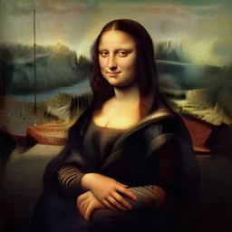 realistic painting of Monalisa posing with Leonardo Dicaprio on Titanic, movie scene, renaissance painting.