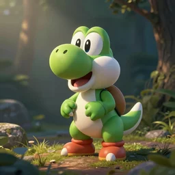 cat as yoshi, realistic