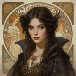 a beautiful necromancer woman, fantasy, portrait, sharp focus, intricate, elegant, digital painting, artstation, matte, highly detailed, concept art, illustration, ambient lighting, art by ilya kuvshinov, artgerm, Alphonse mucha, and Greg Rutkowski