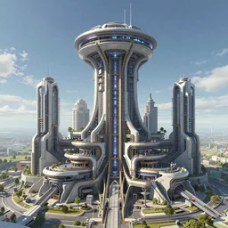 futuristic castle, space elevator, mechanical, solarpunk, technological, utopia, highly intricate, art by Tom Bagshaw