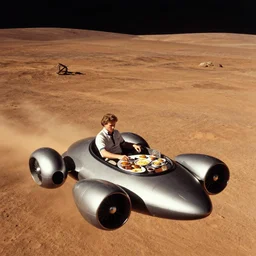 eating breakfast on mars, flying cars with jet engines, by herbert bayer by aj casson