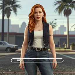 Christina Hendricks with style of GTA 5 loading screen,