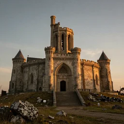 A wide shot of Minas Tirith at golden hour, extra detailed, photo realistic