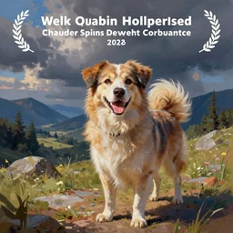 a happy dog named sparkling, colorful digital painting
