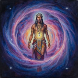 a surreal painting the singularity shaman dmt, by octavio ocampo, trending on artstation, wrapped in cosmic infinity