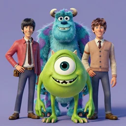a photo of the beatles in the artstyle of monsters inc, 3 5 mm lens, highly detailed, vivid colors, trending on artstation