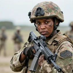 black female special forces soldier, photography, highly detailed, brave, dirty face
