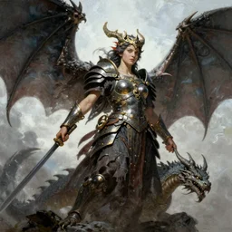 A portrait of a dragon, by Frank Frazetta, Greg Rutkowski, Boris Vallejo, epic fantasy character art, goddess of war, Exquisite detail, post-processing, low angle, masterpiece, cinematic