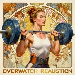 socialist realism propaganda poster of margot robbie as beautiful female very muscular weightlifter from overwatch, portrait, profile picture, socialist realism, highly detailed, intricate, digital painting, artstation, sharp focus, illustration, art by jakub rozalski, greg rutkowski, artgerm, tan zi and ayanamikodon and alphonse mucha and wlop
